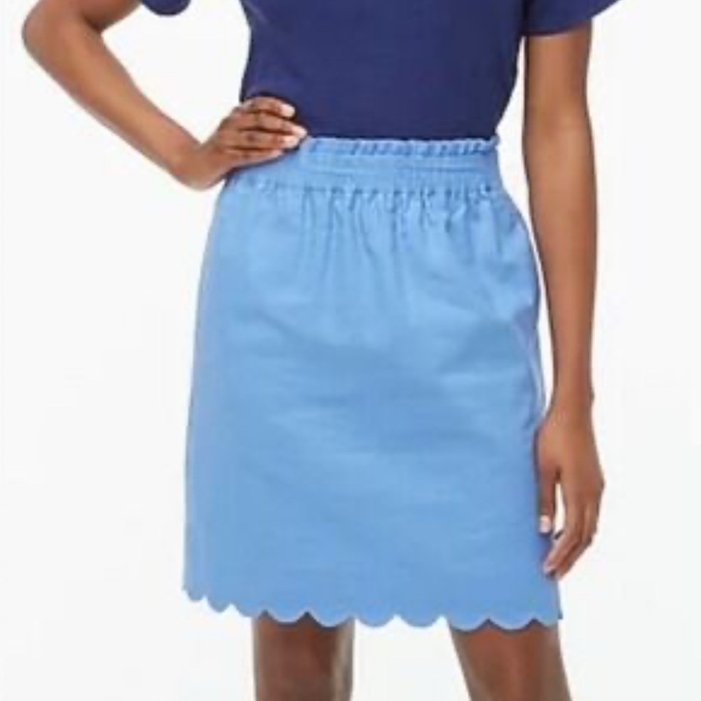 JCrew Blue Scalloped Hem Skirt with gathered waist Size 6